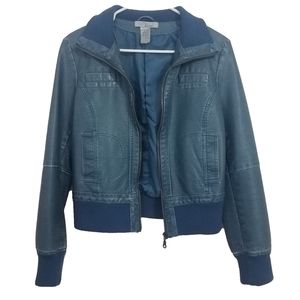 Women's Catwalk Studio Blue Vegan Leather Jacket